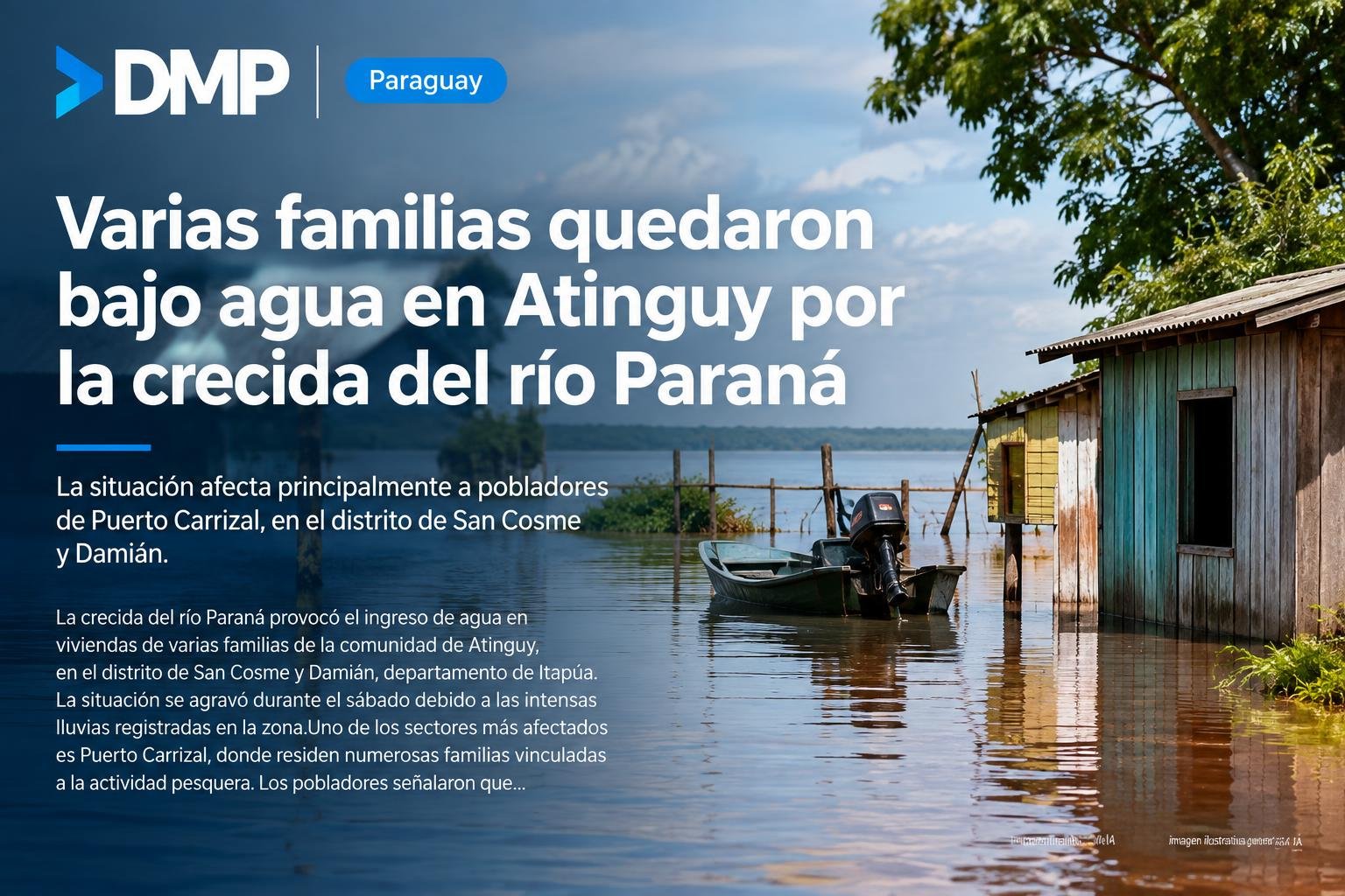 Varias familias quedaron bajo agua en Atinguy por la crecida del río Paraná