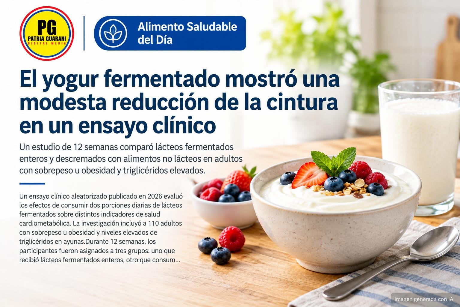 El yogur fermentado mostró una modesta reducción de la cintura en un ensayo clínico